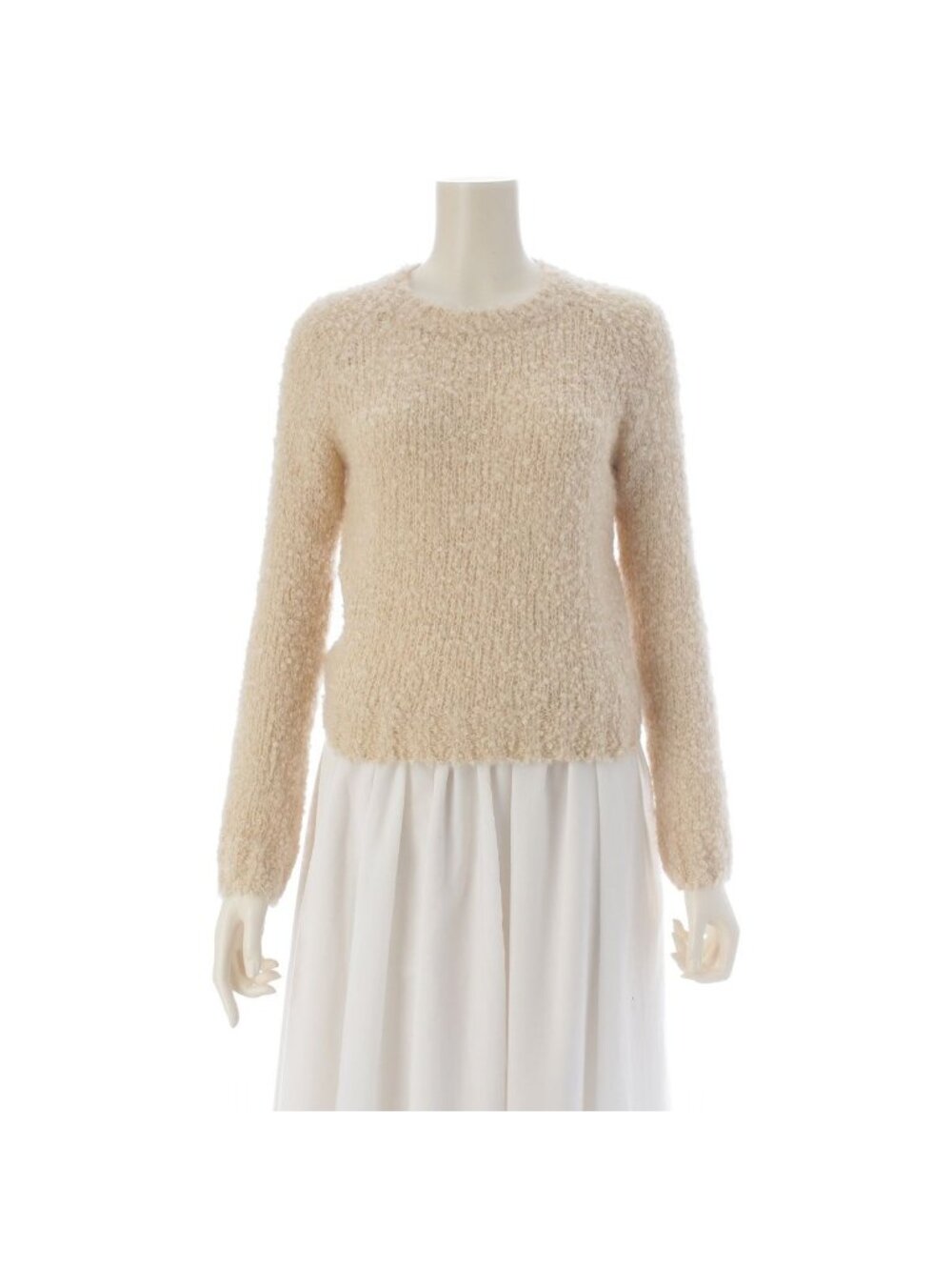 Prada Mohair Cashmere Boucle Knit Sweater Top Long Sleeve Ivory 36